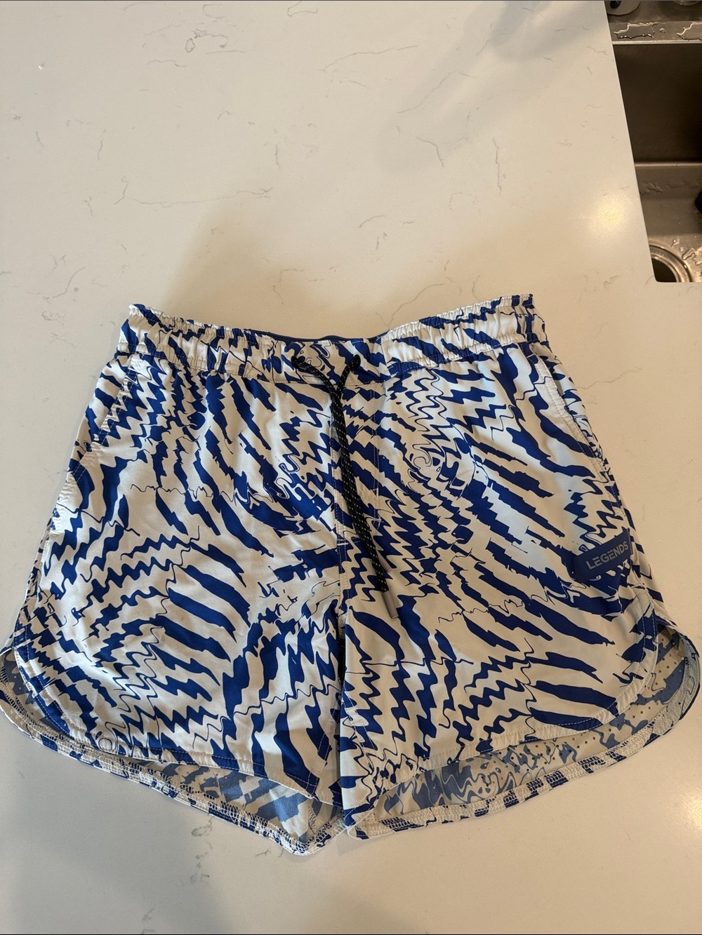 Legends Blue & White Printed Men’s shorts 5” liners